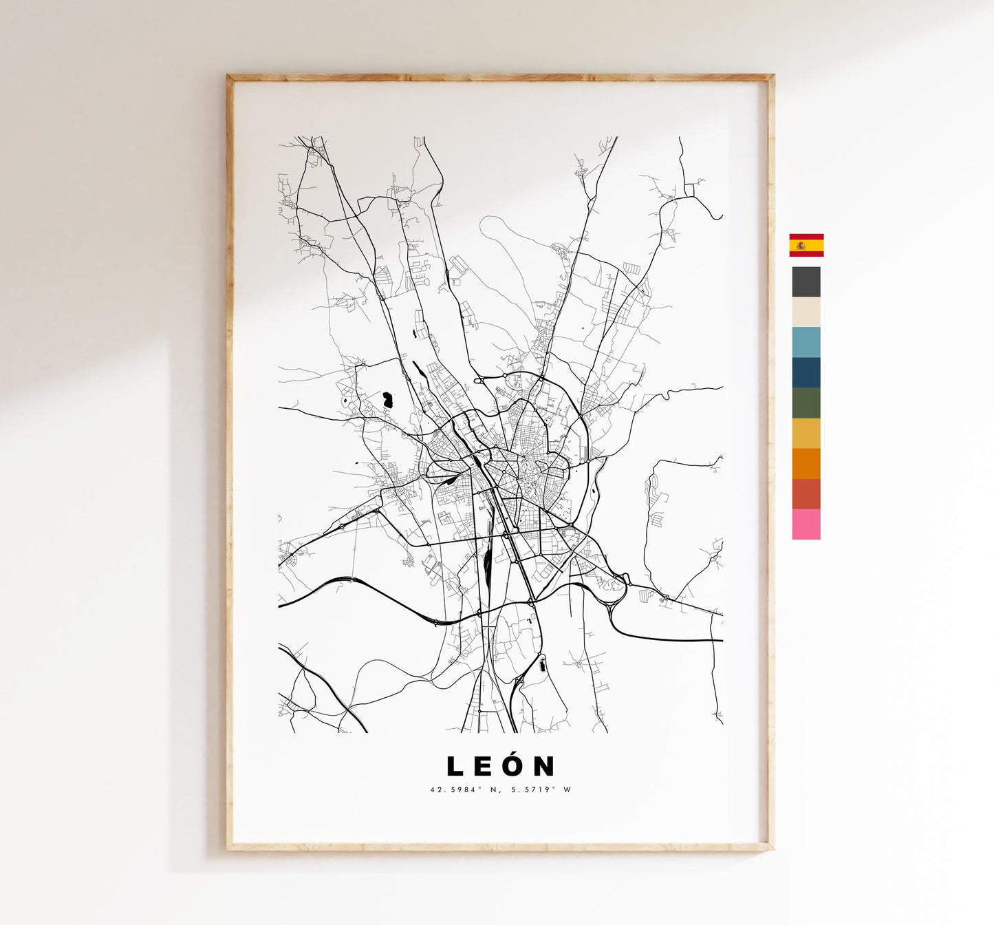 Leon Map Print - City Map Poster - Map Art - Map Wall Art - Spain City Maps - Leon Print - León Poster - Minimalist City Map