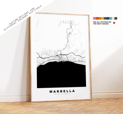 Marbella Map Print - City Map Poster - Map Art - Map Wall Art - Spain City Maps - Marbella Print - Marbella Poster - Minimalist City Map