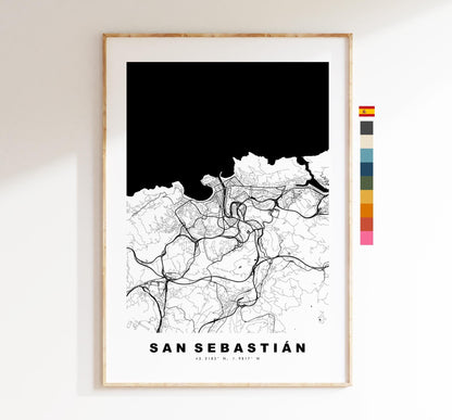 San Sebastian Map Print - City Map Poster - Map Art - Map Wall Art - Spain City Maps - Donostia-San Sebastian Print - Minimalist City Map