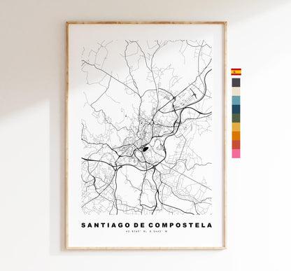 Santiago de Compostela Map Print - City Map Poster - Map Art - Map Wall Art - Spain City Maps - Print - Poster - Minimalist City Map