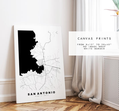 San Antonio Map Print - City Map Poster - Map Art - Map Wall Art - Spain City Maps - Sant Antoni de Portmany - Ibiza  - Minimalist City Map