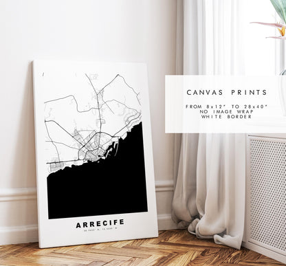 Arrecife Map Print - City Map Poster - Map Art - Map Wall Art - Spain City Maps - Print - Arrecife - Lanzarote  - Minimalist City Map