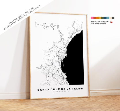 Santa Cruz de La Palma Map Print - City Map Poster - Map Art - Map Wall Art - Spain City Maps - Print - La Palma  - Minimalist City Map