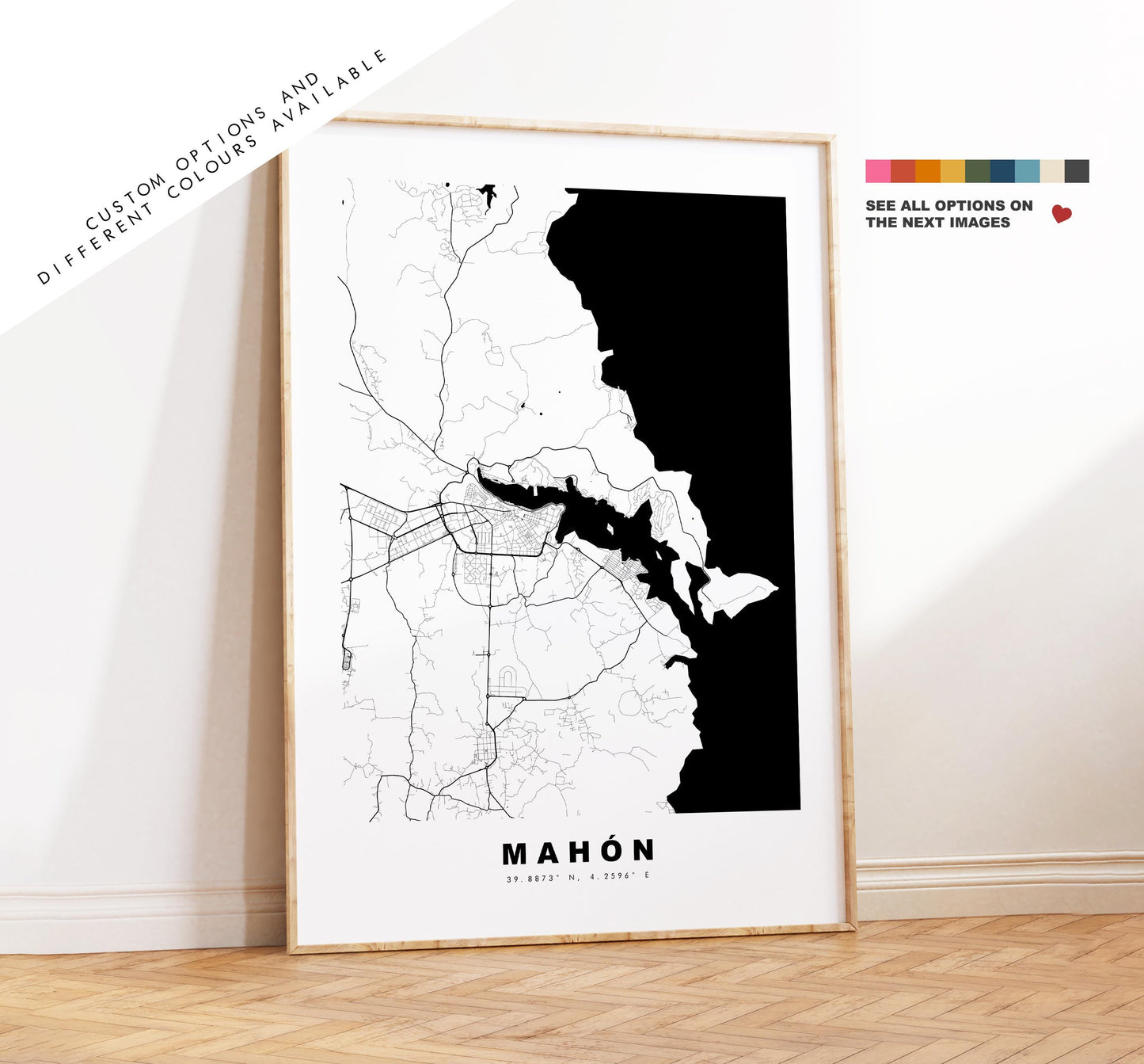 Mahon Map Print - City Map Poster - Map Art - Map Wall Art - Spain City Maps - Print - Mahon - Menorca  - Minimalist City Map