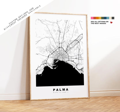 Palma Map Print - City Map Poster - Map Art - Map Wall Art - Spain City Maps - Print - Palma - Mallorca  - Minimalist City Map