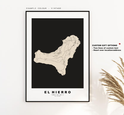 El Hierro Map Print - Map Poster - Map Art - Map Wall Art - Spain Maps - El Hierro Print - Canary Islands Poster - Minimalist Map