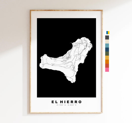 El Hierro Map Print - Map Poster - Map Art - Map Wall Art - Spain Maps - El Hierro Print - Canary Islands Poster - Minimalist Map