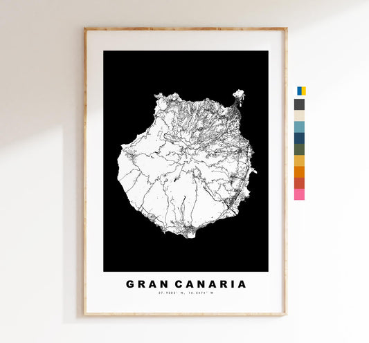 Gran Canaria Map Print - Map Poster - Map Art - Map Wall Art - Spain Maps - Gran Canaria Print - Canary Islands Poster - Minimalist Map