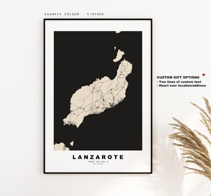 Lanzarote Map Print - Map Poster - Map Art - Map Wall Art - Spain Maps - Lanzarote Print - Canary Islands Poster - Minimalist Map