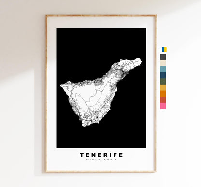 Tenerife Map Print - Map Poster - Map Art - Map Wall Art - Spain Maps - Tenerife Print - Canary Islands Poster - Minimalist Map