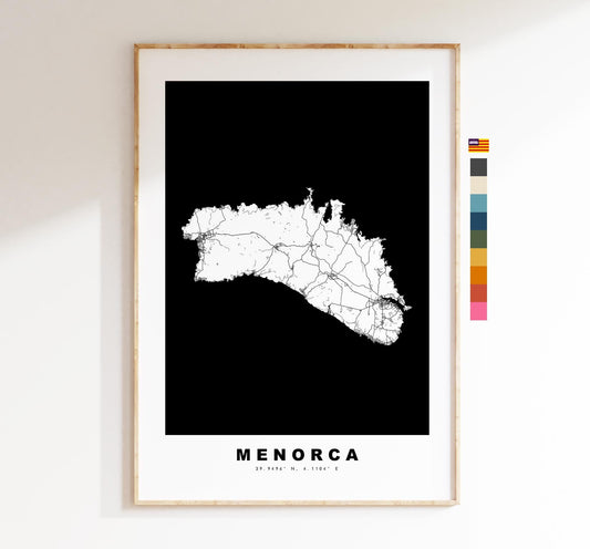 Menorca Map Print - Map Poster - Map Art - Map Wall Art - Spain Maps - Minorca Print - Balearic Islands Poster - Minimalist Map