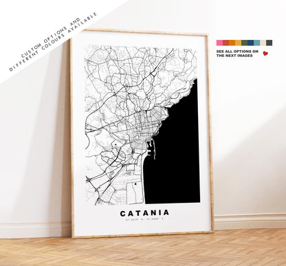 Catania Map Print - City Map Poster - Map Art - Map Wall Art - Italy City Maps - Catania Print - Catania Poster - Minimalist City Map