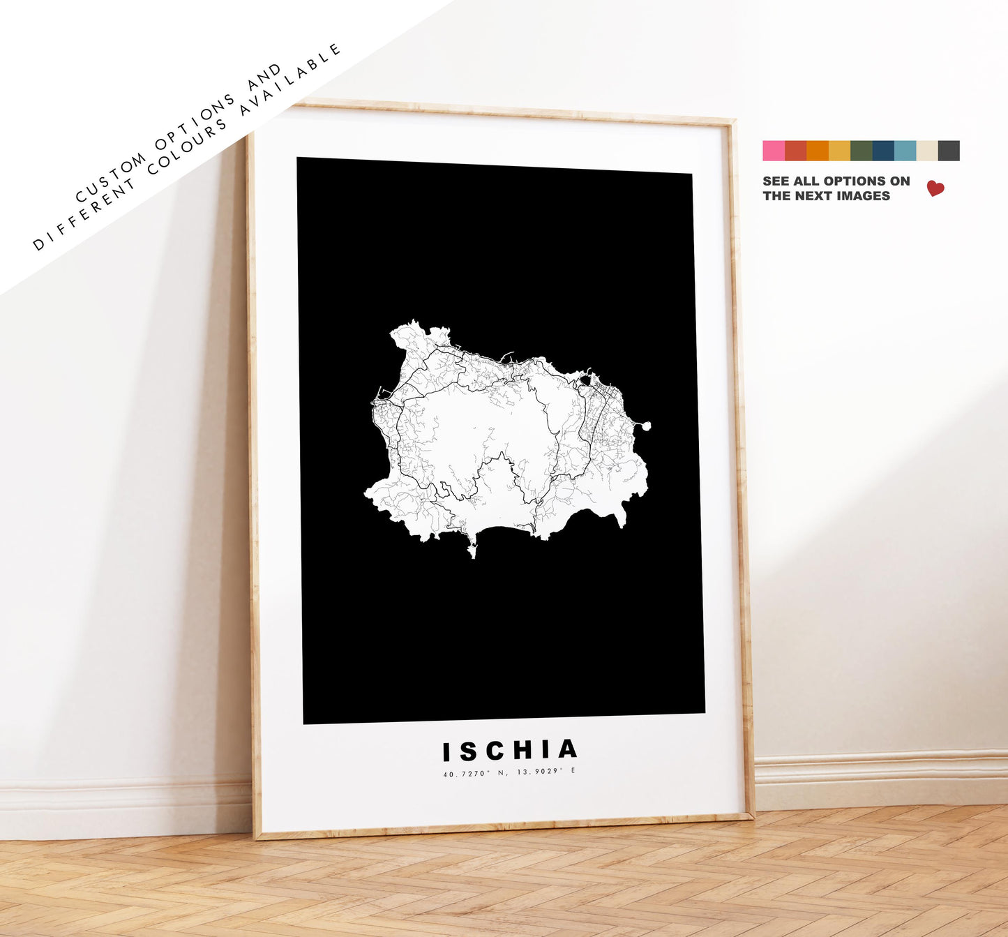 Ischia Map Print - Island Map Poster - Map Art - Map Wall Art - Italy Maps - Ischia Print - Ischia Poster - Minimalist Map