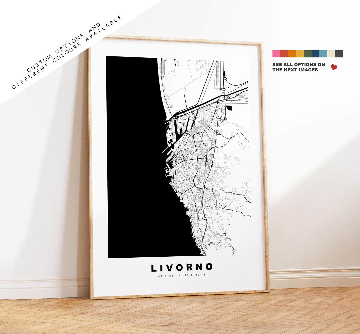 Livorno Map Print - City Map Poster - Map Art - Map Wall Art - Italy City Maps - Livorno Print - Livorno Poster - Minimalist City Map