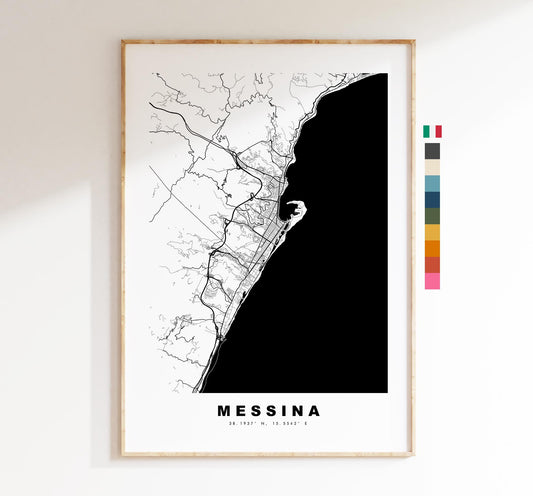 Messina Map Print - City Map Poster - Map Art - Map Wall Art - Italy City Maps - Messina Print - Messina Poster - Minimalist City Map