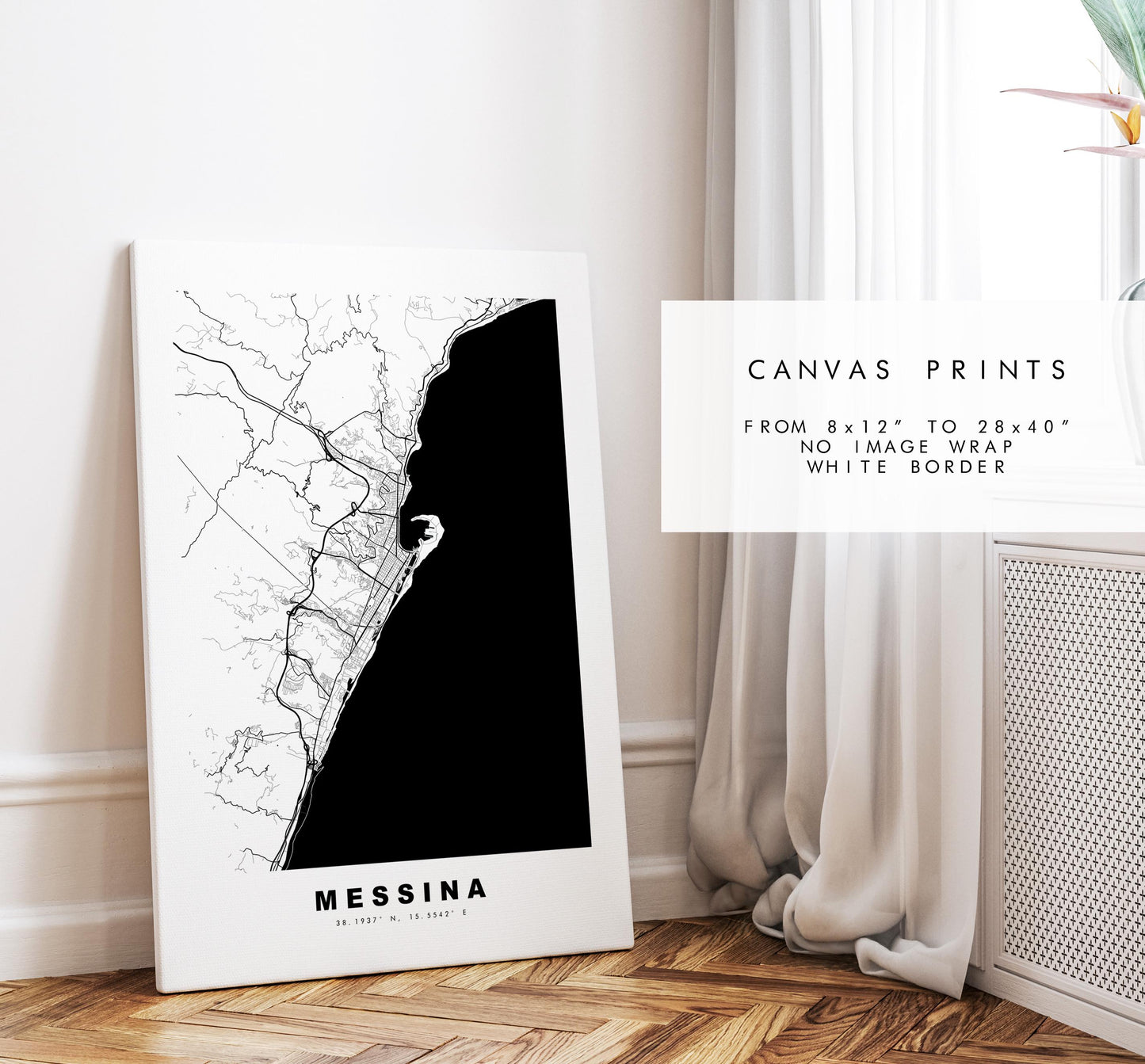 Messina Map Print - City Map Poster - Map Art - Map Wall Art - Italy City Maps - Messina Print - Messina Poster - Minimalist City Map