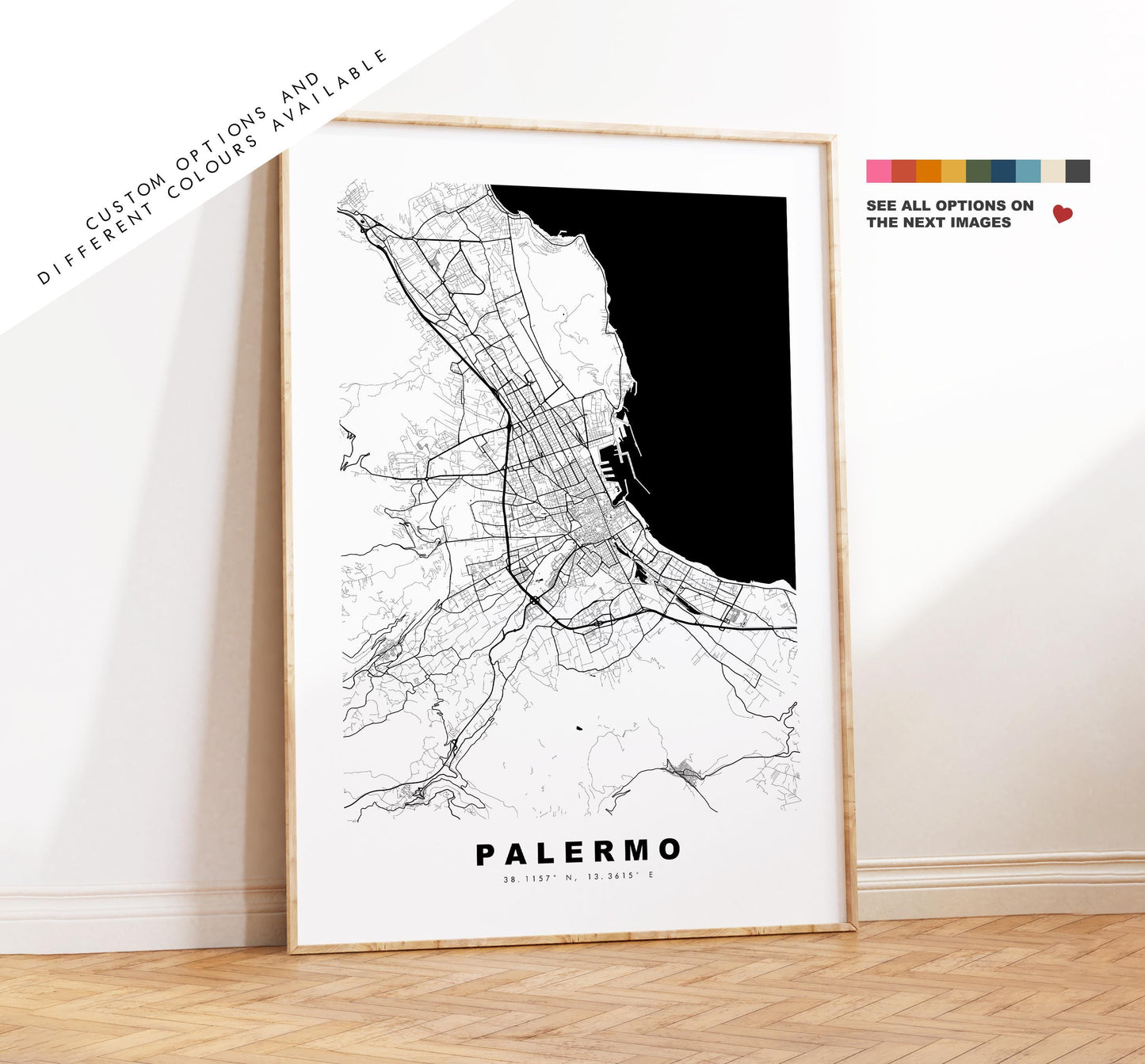 Palermo Map Print - City Map Poster - Map Art - Map Wall Art - Italy City Maps - Palermo Print - Palermo Poster - Minimalist City Map