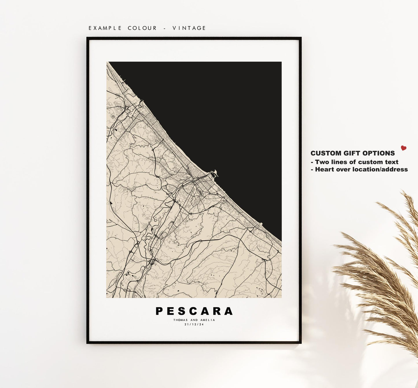 Pescara Map Print - City Map Poster - Map Art - Map Wall Art - Italy City Maps - Pescara Print - Pescara Poster - Minimalist City Map