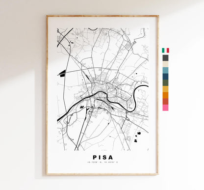 Pisa Map Print - City Map Poster - Map Art - Map Wall Art - Italy City Maps - Pisa Print - Pisa Poster - Minimalist City Map