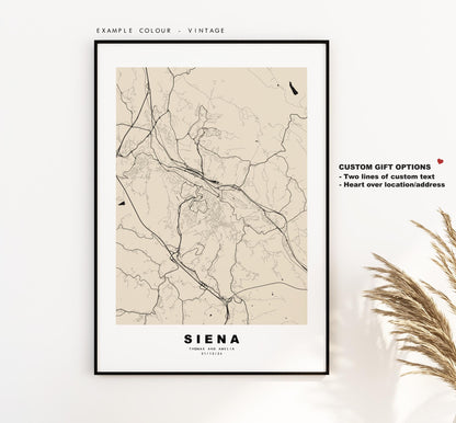 Siena Map Print - City Map Poster - Map Art - Map Wall Art - Italy City Maps - Siena Print - Siena Poster - Minimalist City Map