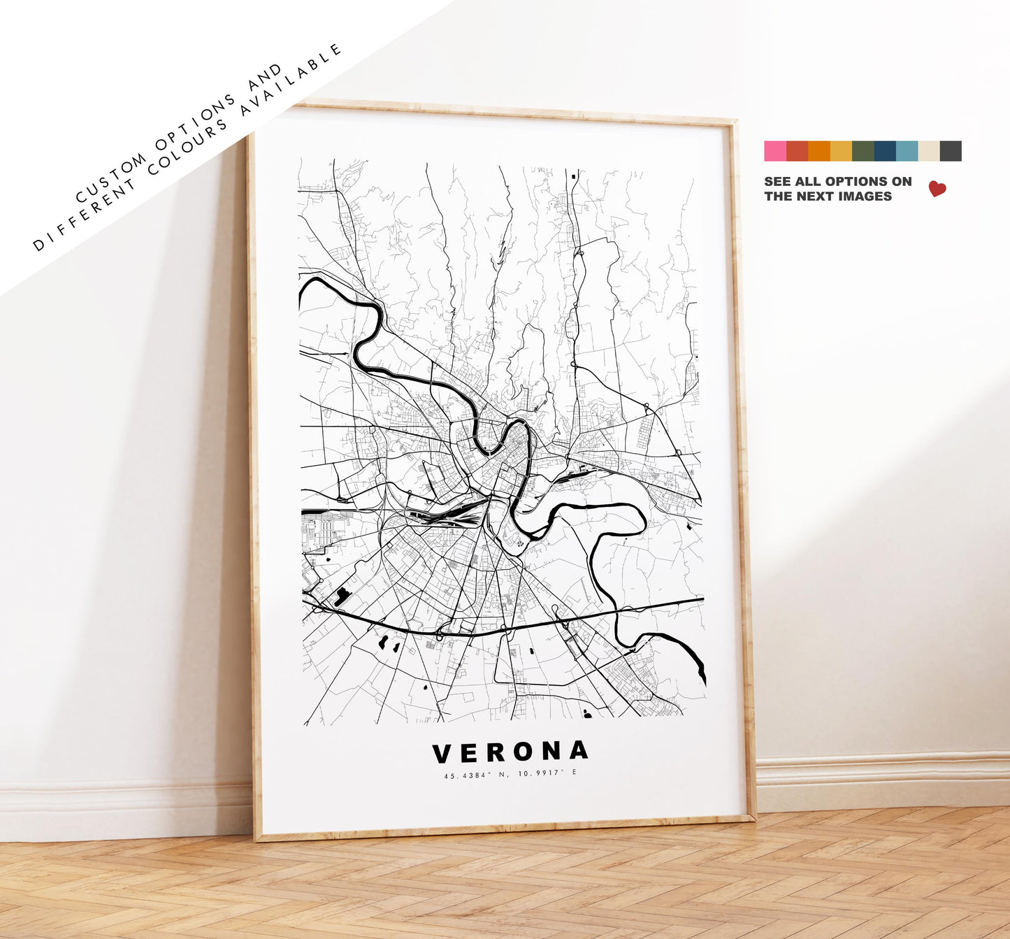 Verona Map Print - City Map Poster - Map Art - Map Wall Art - Italy City Maps - Verona Print - Verona Poster - Minimalist City Map