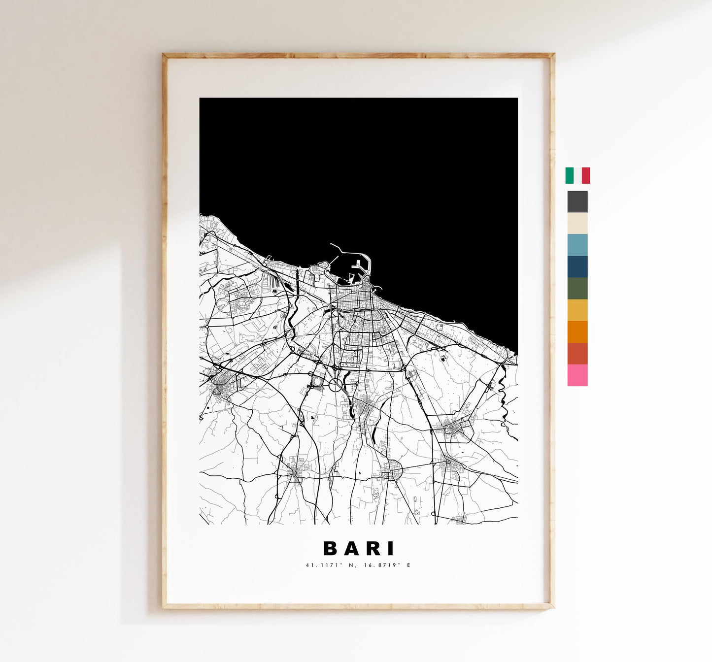 Bari Map Print - City Map Poster - Map Art - Map Wall Art - Italy City Maps - Bari Print - Bari Poster - Minimalist City Map