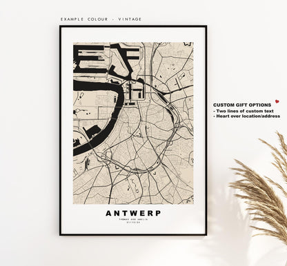 Antwerp Map Print - City Map Poster - Map Art - Map Wall Art - Belgium City Maps - Antwerp Print - Antwerp Poster - Minimalist City Map