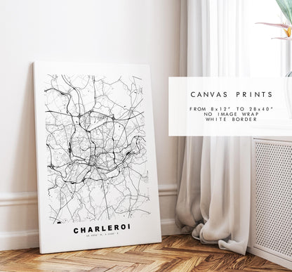 Charleroi Map Print - City Map Poster - Map - Map Wall Art - Belgium City Maps - Charleroi Print - Charleroi Poster - Minimalist City Map