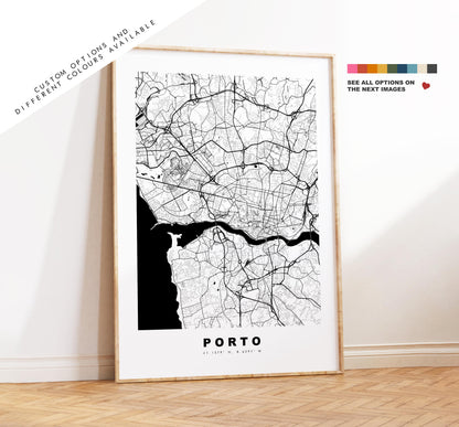 Porto Map Print - City Map Poster - Map Art - Map Wall Art - Portugal City Maps - Porto Print - Porto Poster - Minimalist City Map