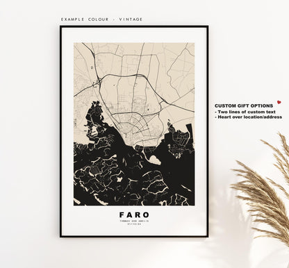 Faro Map Print - City Map Poster - Map Art - Map Wall Art - Portugal City Maps - Faro Print - Faro Poster - Minimalist City Map