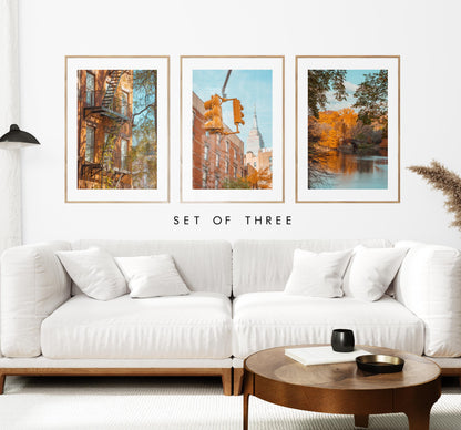 New York Print Set - Print Set of Three - Pastel Tones - Turquoise / Oranges - New York Photography - Prints or Framed Prints - NYC