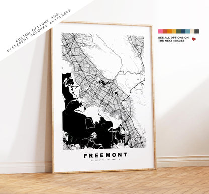 Freemont Map Print - City Map Poster - Map Art - USA City Maps - Freemont Print - Freemont Poster - Minimalist City Map - California