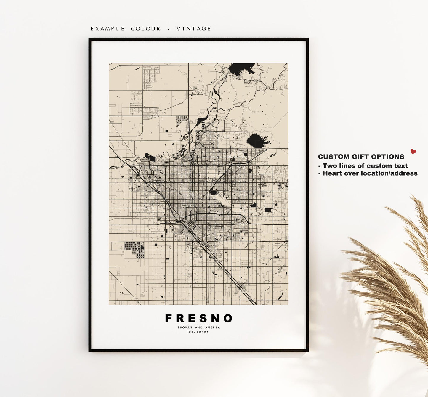 Fresno Map Print - City Map Poster - Map Art - USA City Maps - Fresno Print - Fresno Poster - Minimalist City Map - California