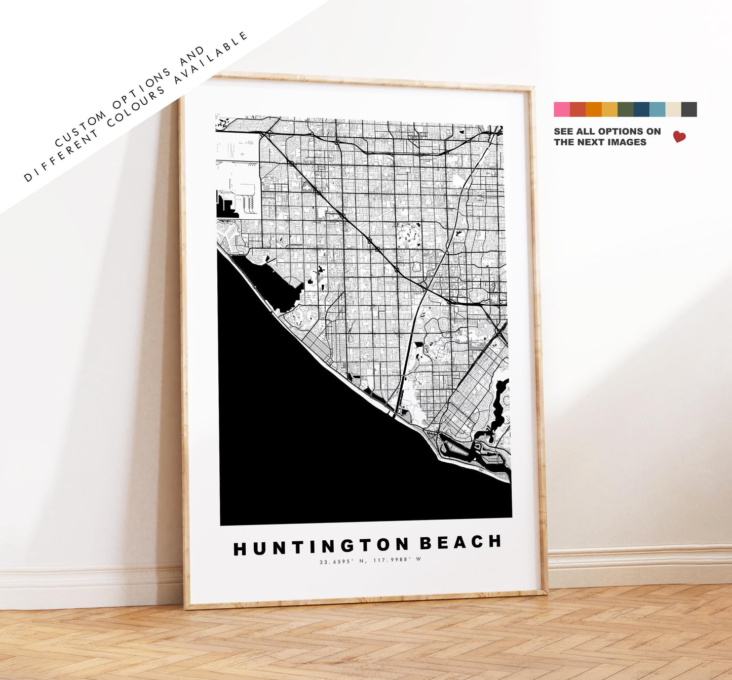 Huntington Beach Map Print - City Map Poster - Map Art - USA City Maps - Huntington Beach Print - Poster - Minimalist City Map - California