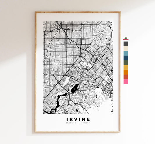 Irvine Map Print - City Map Poster - Map Art - USA City Maps - Irvine Print - Irvine Poster - Minimalist City Map - California