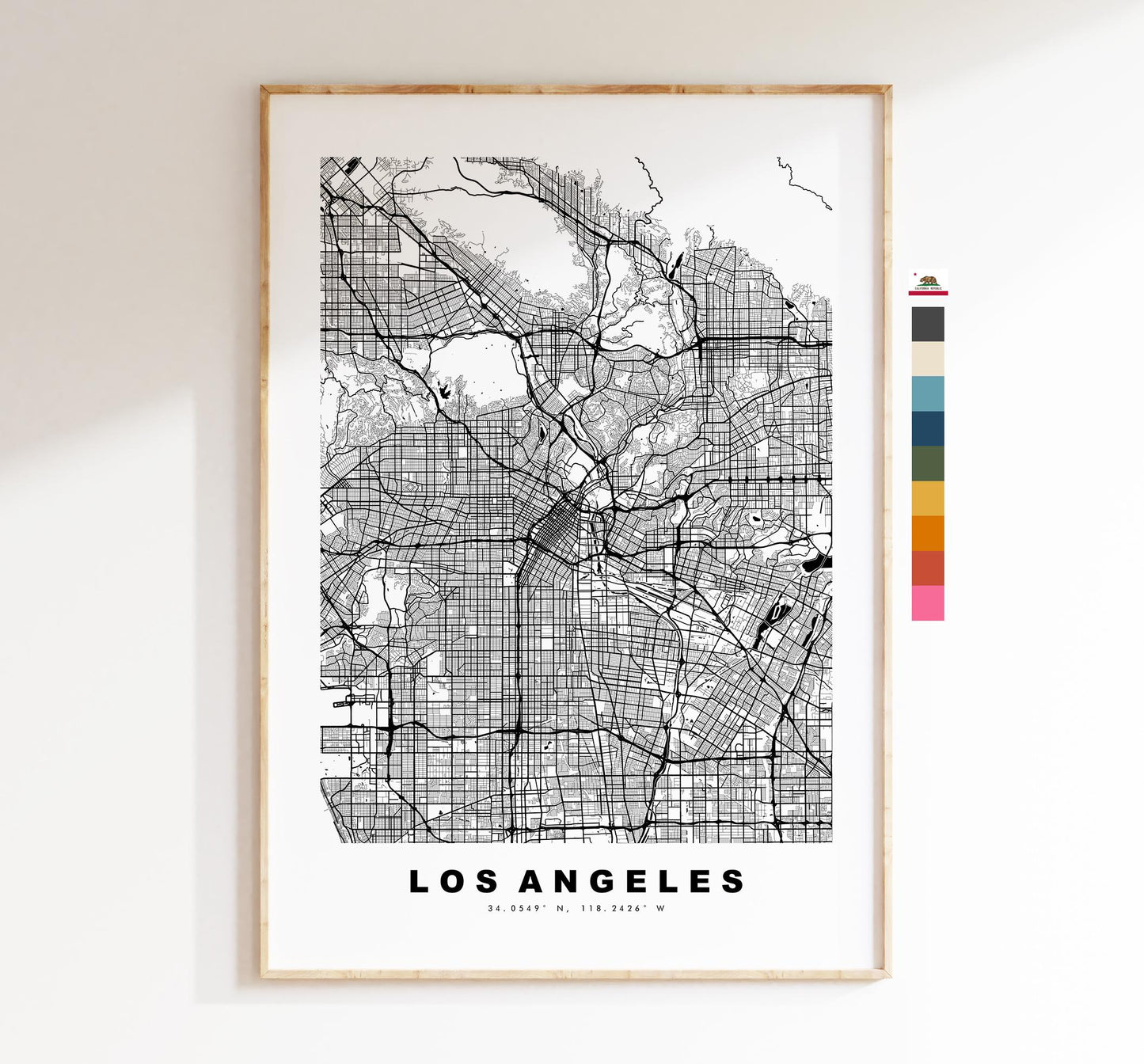 Los Angeles Map Print - City Map Poster - Map Art - USA City Maps - Los Angeles Print - LA Poster - Minimalist City Map - California