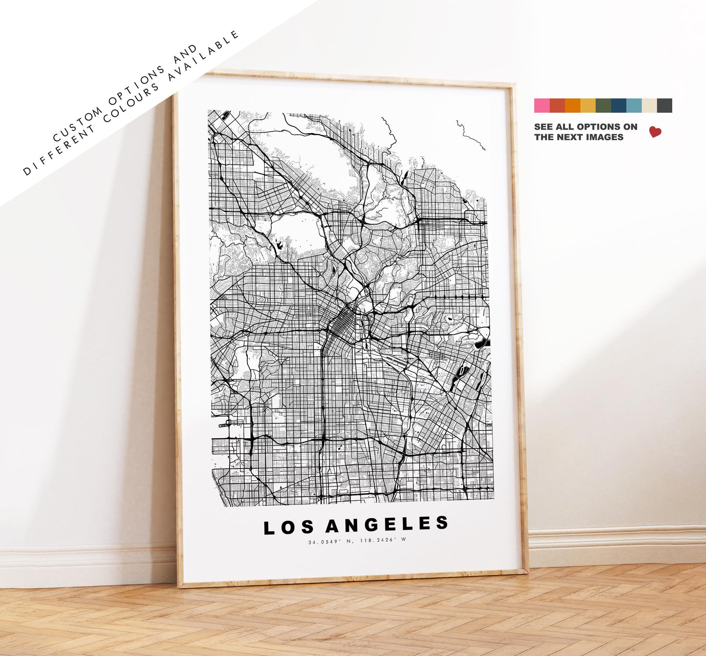 Los Angeles Map Print - City Map Poster - Map Art - USA City Maps - Los Angeles Print - LA Poster - Minimalist City Map - California