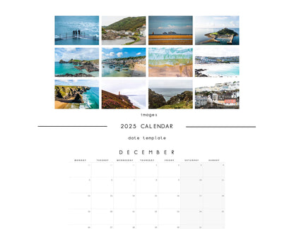 Cornwall 2025 Calendar - A3 or A4 Wall Calendar - Cornwall 2025 Wall Calendar - St Ives - Kynance - Mevagissy - Godrevy - Bude - Surf