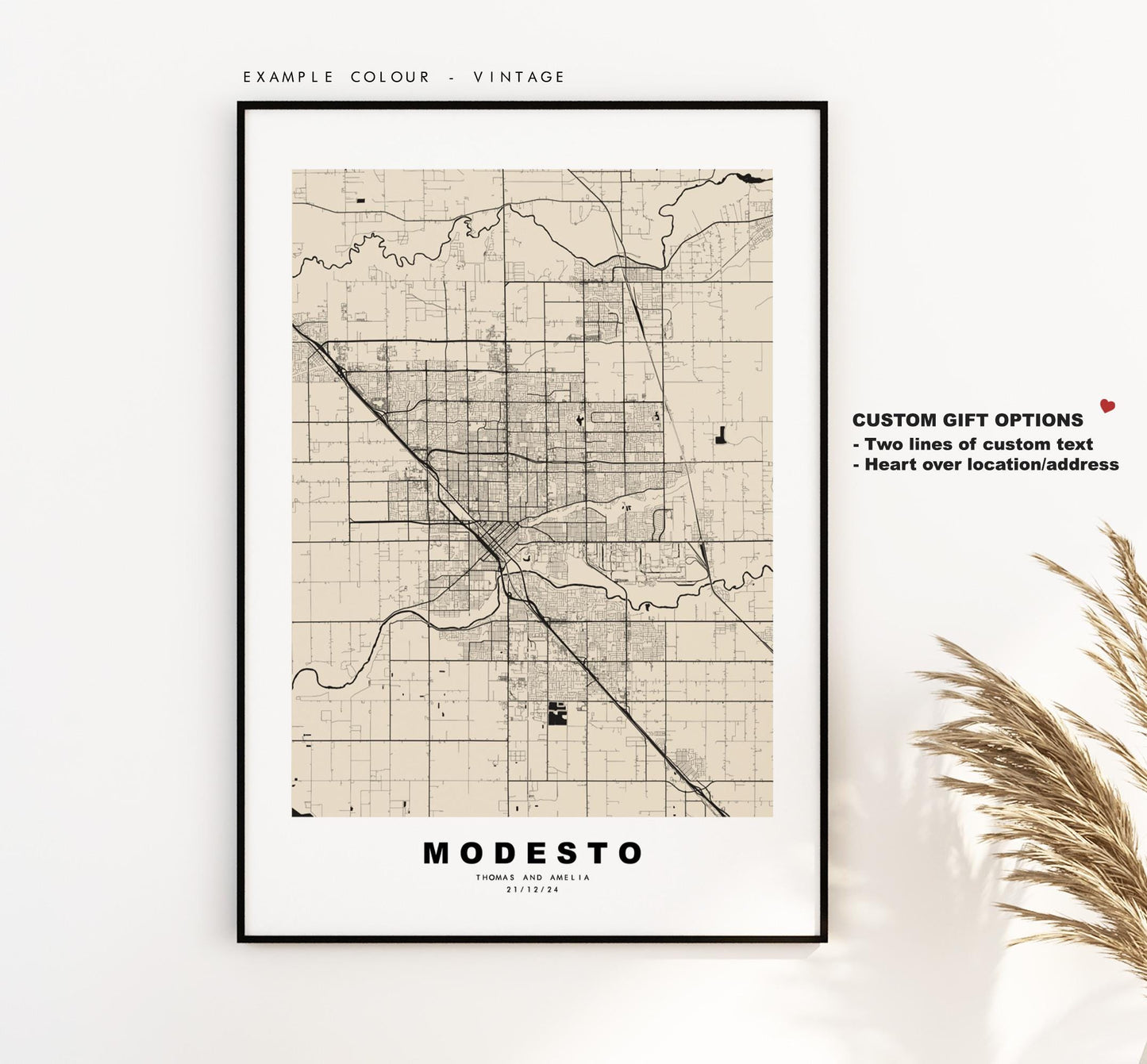 Modesto Map Print - City Map Poster - Map Art - USA City Maps - Modesto Print - Modesto Poster - Minimalist City Map - California