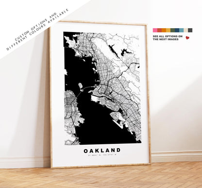 Oakland Map Print - City Map Poster - Map Art - USA City Maps - Oakland Print - Oakland Poster - Minimalist City Map - California