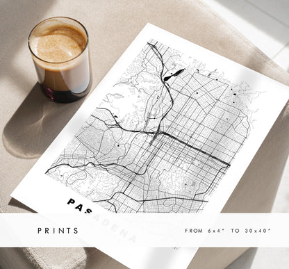 Pasadena Map Print - City Map Poster - Map Art - USA City Maps - Pasadena Print - Pasadena Poster - Minimalist City Map - California