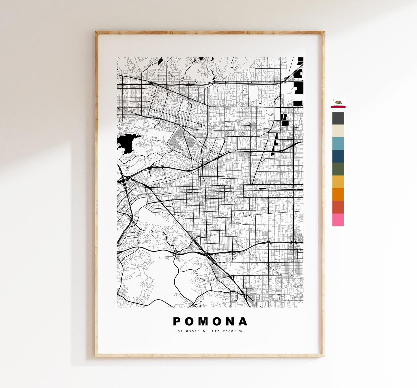 Pomona Map Print - City Map Poster - Map Art - USA City Maps - Pomona Print - Pomona Poster - Minimalist City Map - California