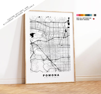 Pomona Map Print - City Map Poster - Map Art - USA City Maps - Pomona Print - Pomona Poster - Minimalist City Map - California