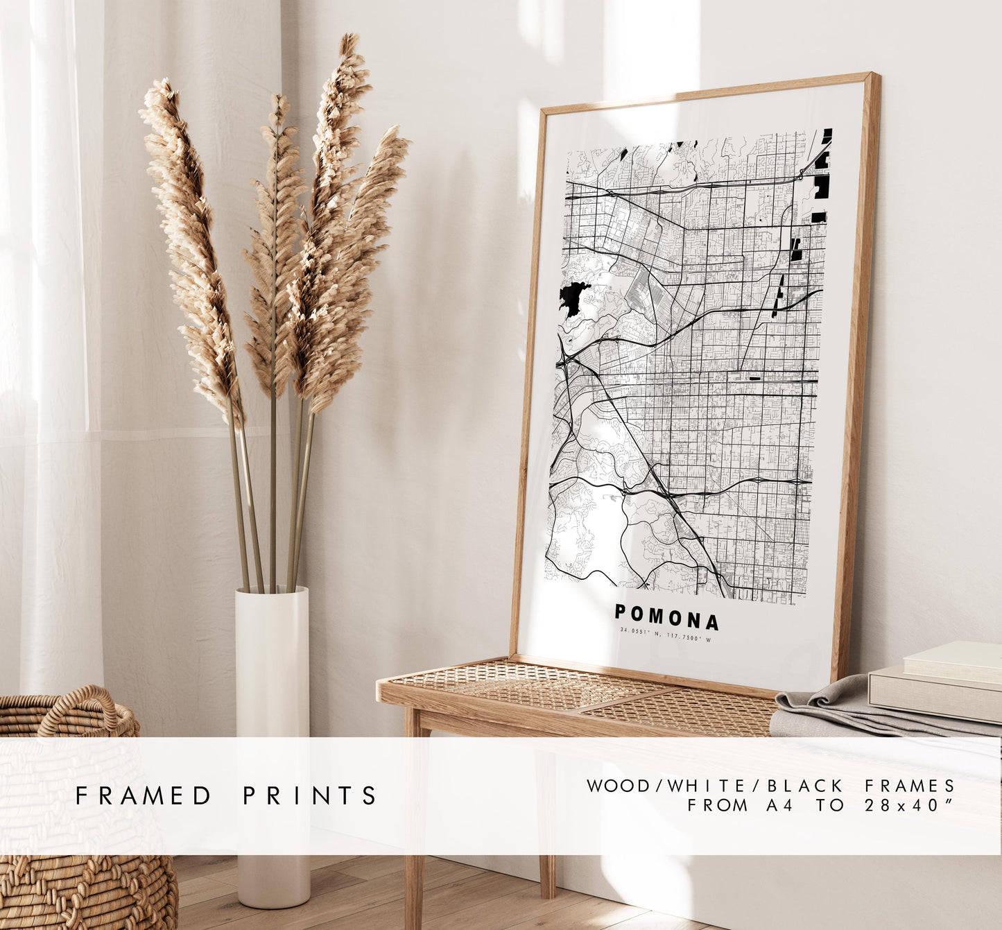 Pomona Map Print - City Map Poster - Map Art - USA City Maps - Pomona Print - Pomona Poster - Minimalist City Map - California