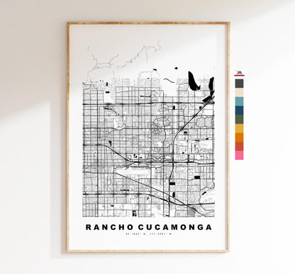 Rancho Cucamonga Map Print - City Map Poster - Map Art - USA City Maps - Rancho Cucamonga Print - Minimalist City Map - California