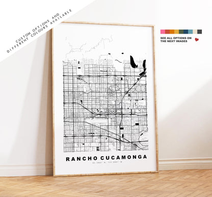 Rancho Cucamonga Map Print - City Map Poster - Map Art - USA City Maps - Rancho Cucamonga Print - Minimalist City Map - California