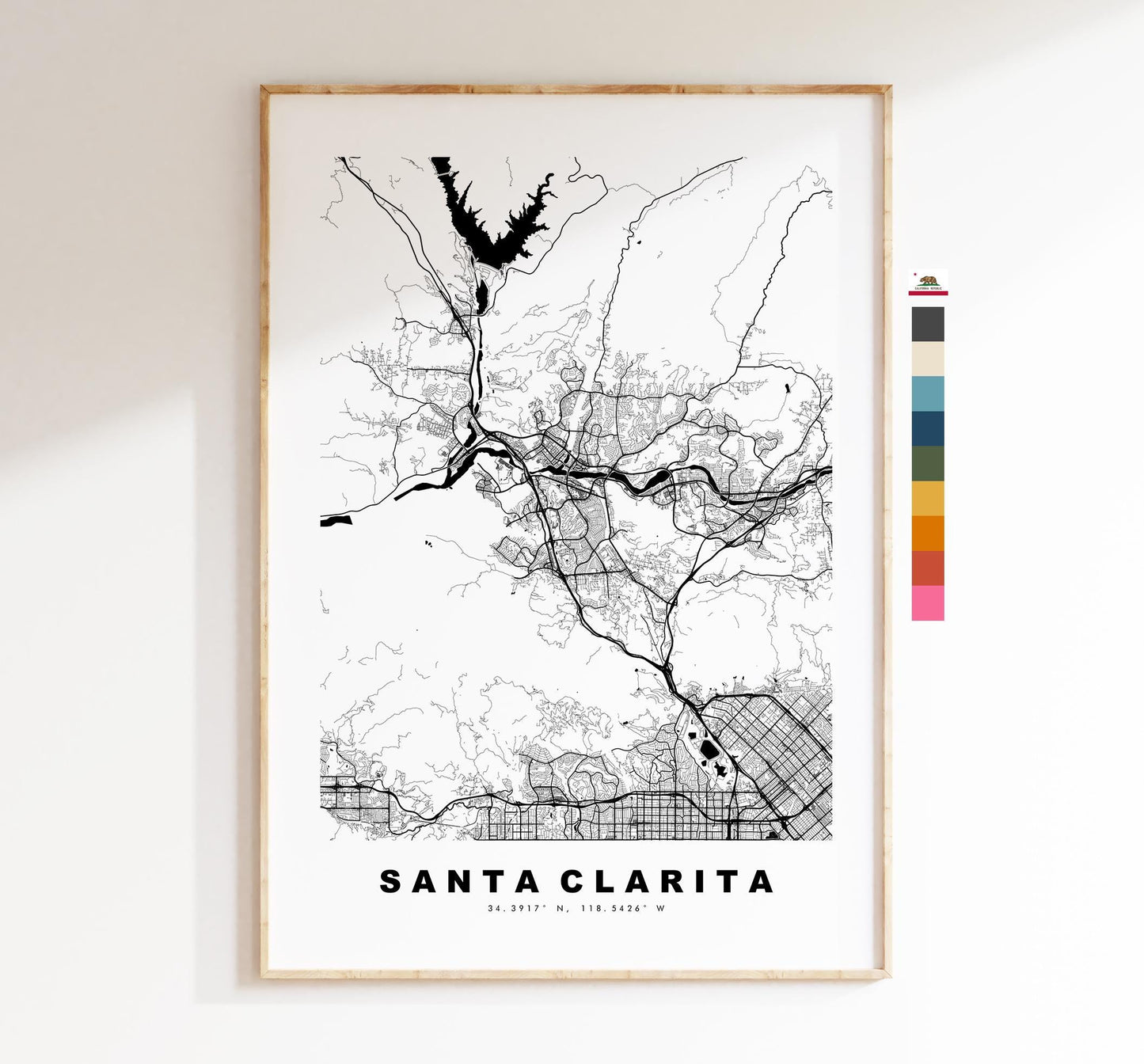 Santa Clarita Map Print - City Map Poster - Map Art - USA City Maps - Santa Clarita Print - Poster - Minimalist City Map - California