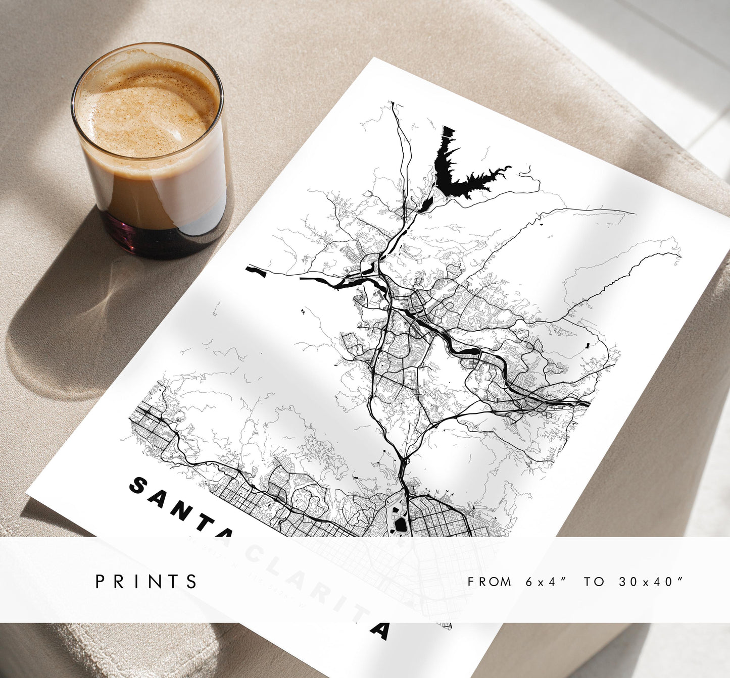 Santa Clarita Map Print - City Map Poster - Map Art - USA City Maps - Santa Clarita Print - Poster - Minimalist City Map - California