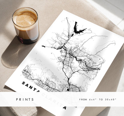 Santa Clarita Map Print - City Map Poster - Map Art - USA City Maps - Santa Clarita Print - Poster - Minimalist City Map - California