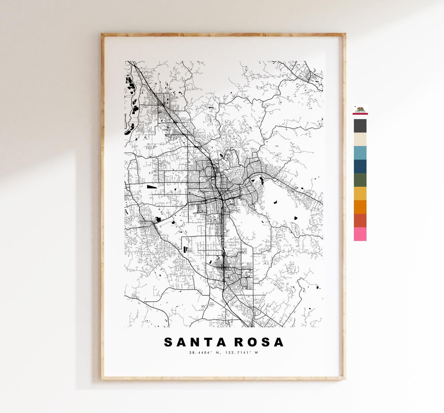 Santa Rosa Map Print - City Map Poster - Map Art - USA City Maps - Santa Rosa Print - Santa Rosa Poster - Minimalist City Map - California